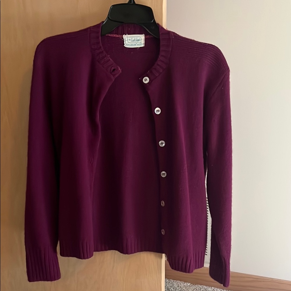Plum purple magenta cardigan sweater